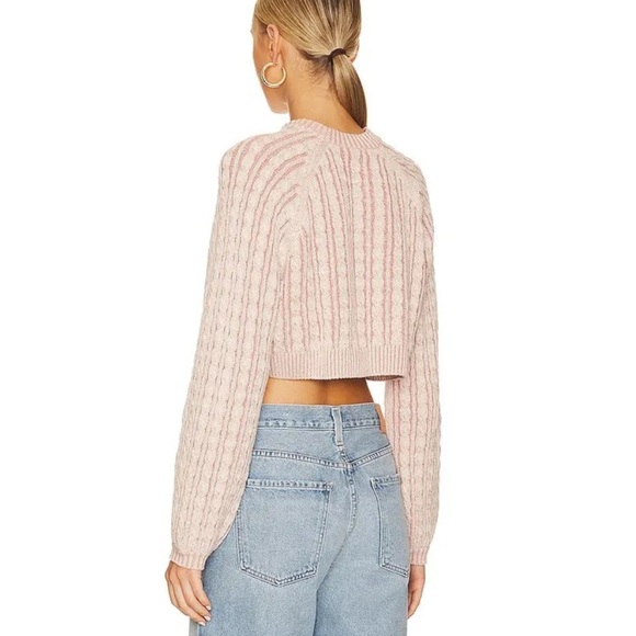 NWT TULAROSA Laney Cropped Pullover Pink Cable Knit Crewneck Sweater Size Small - Picture 2 of 14